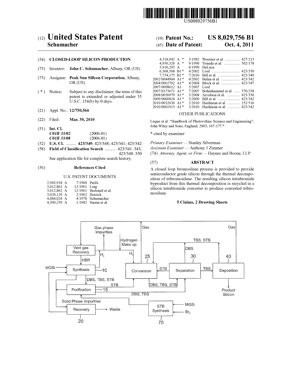 (12) United States Patent (10) Patent No.: US 8,029,756 B1 Schumacher (45) Date of Patent: Oct