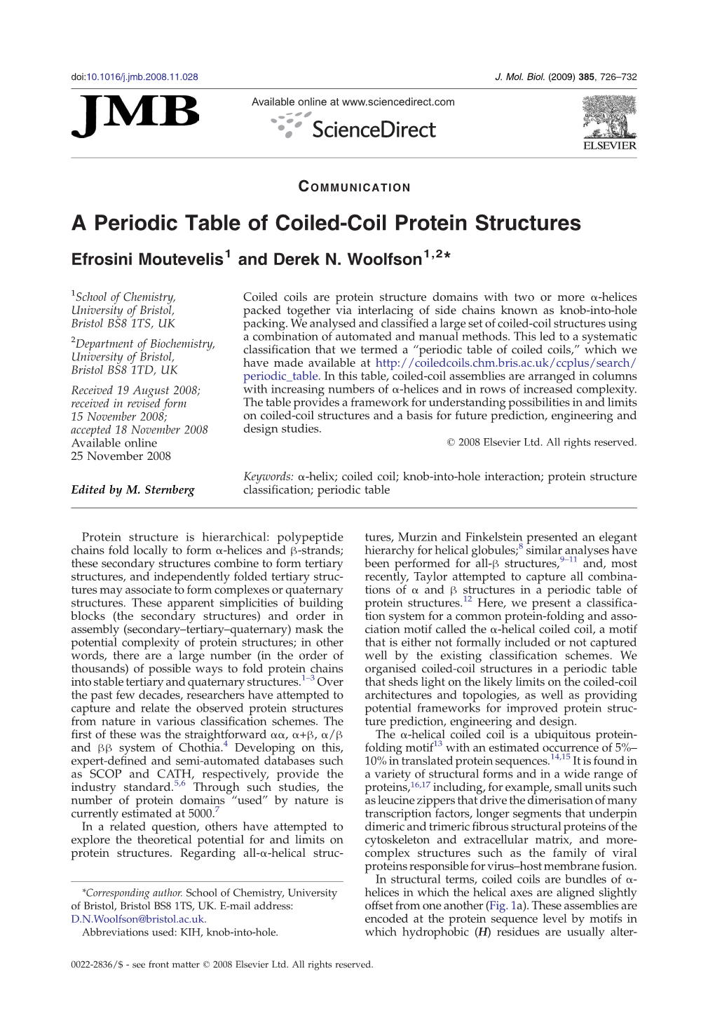 A Periodic Table of Coiled-Coil Protein Structures