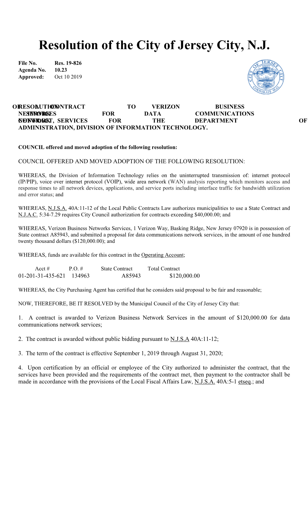 Data Communications Network Services Under State Contract, for the Department of Administration, Division of Information Technology