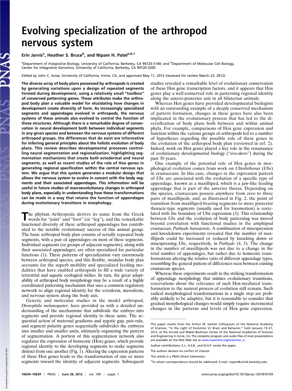 Evolving Specialization of the Arthropod Nervous System