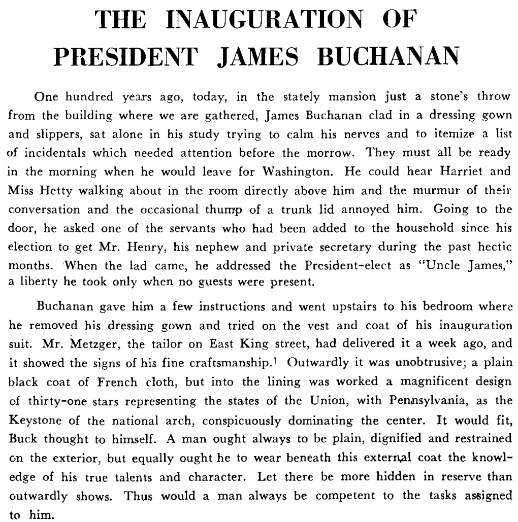 The Inauguration of President James Buchanan