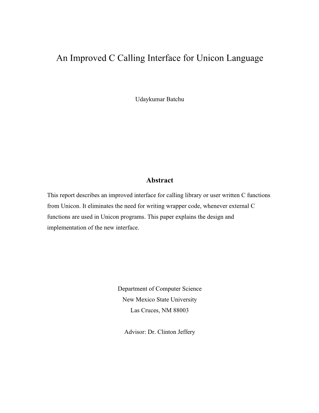 An Improved C Calling Interface for Unicon Language