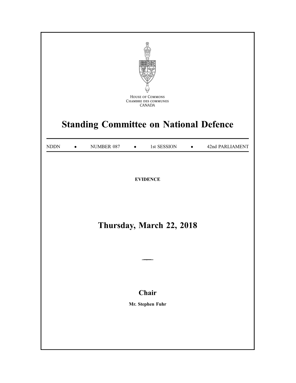Standing Committee on National Defence