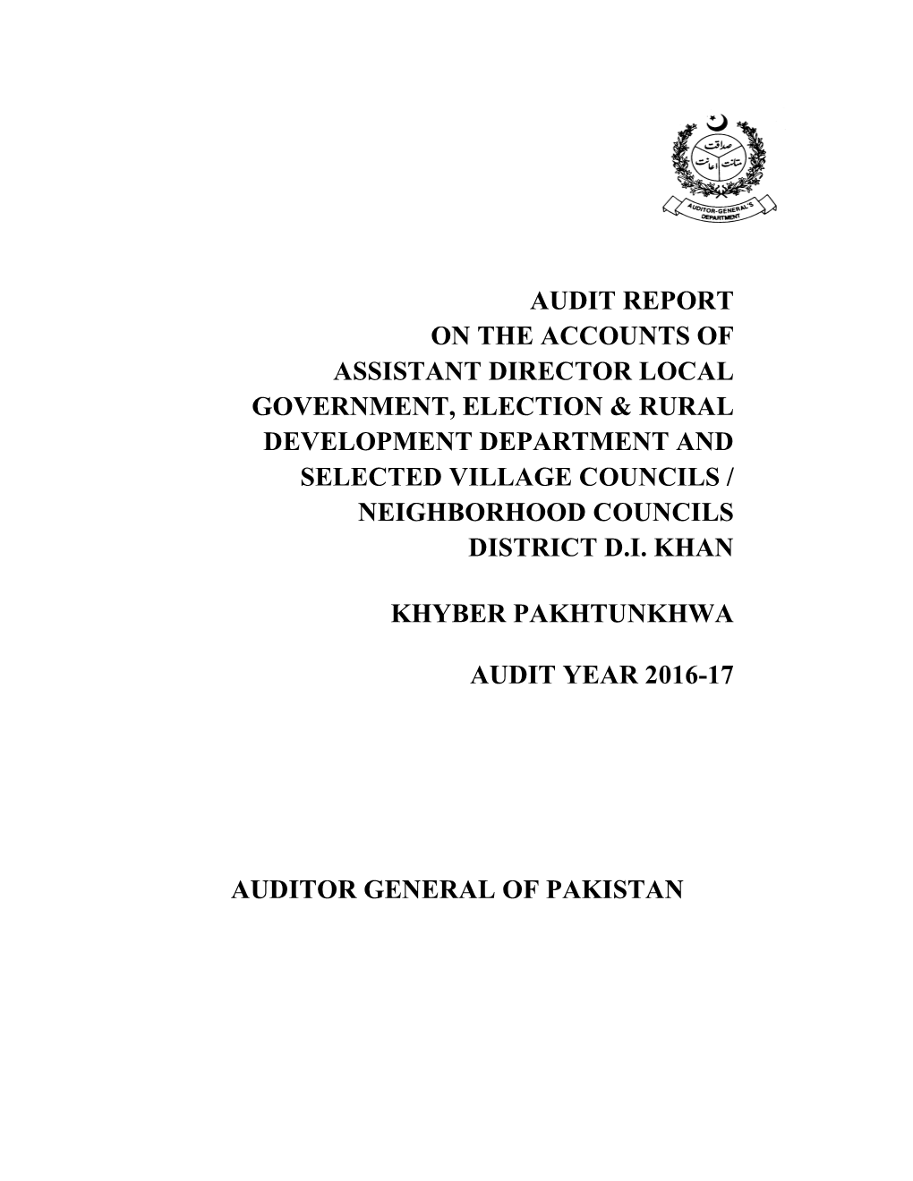 Audit Report on the Accounts of Assistant Director