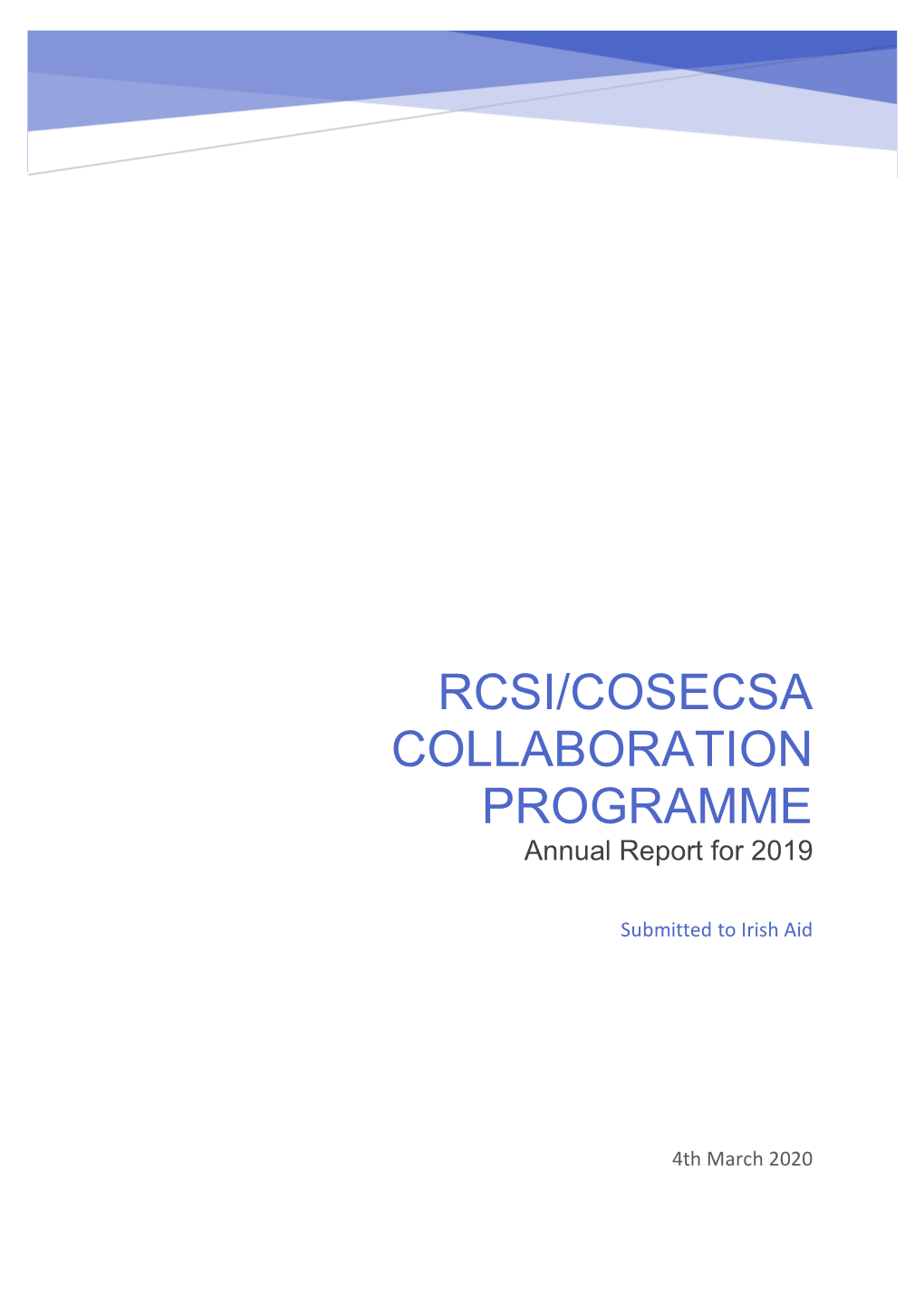 RCSI/COSECSA Collaboration Programme Annual Report 2019