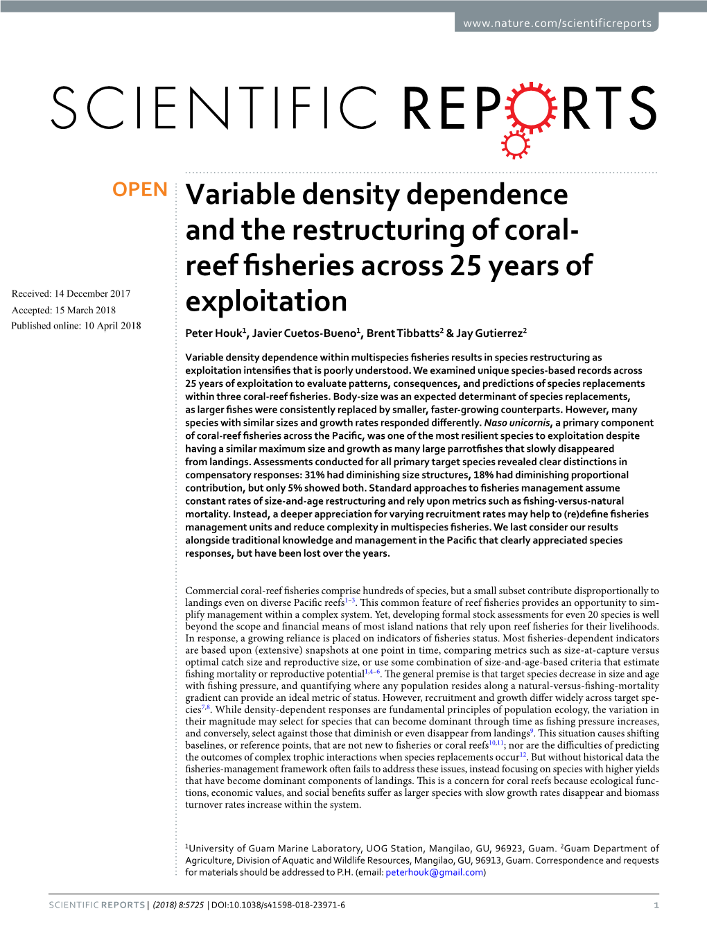 Variable Density Dependence and the Restructuring of Coral-Reef Fisheries