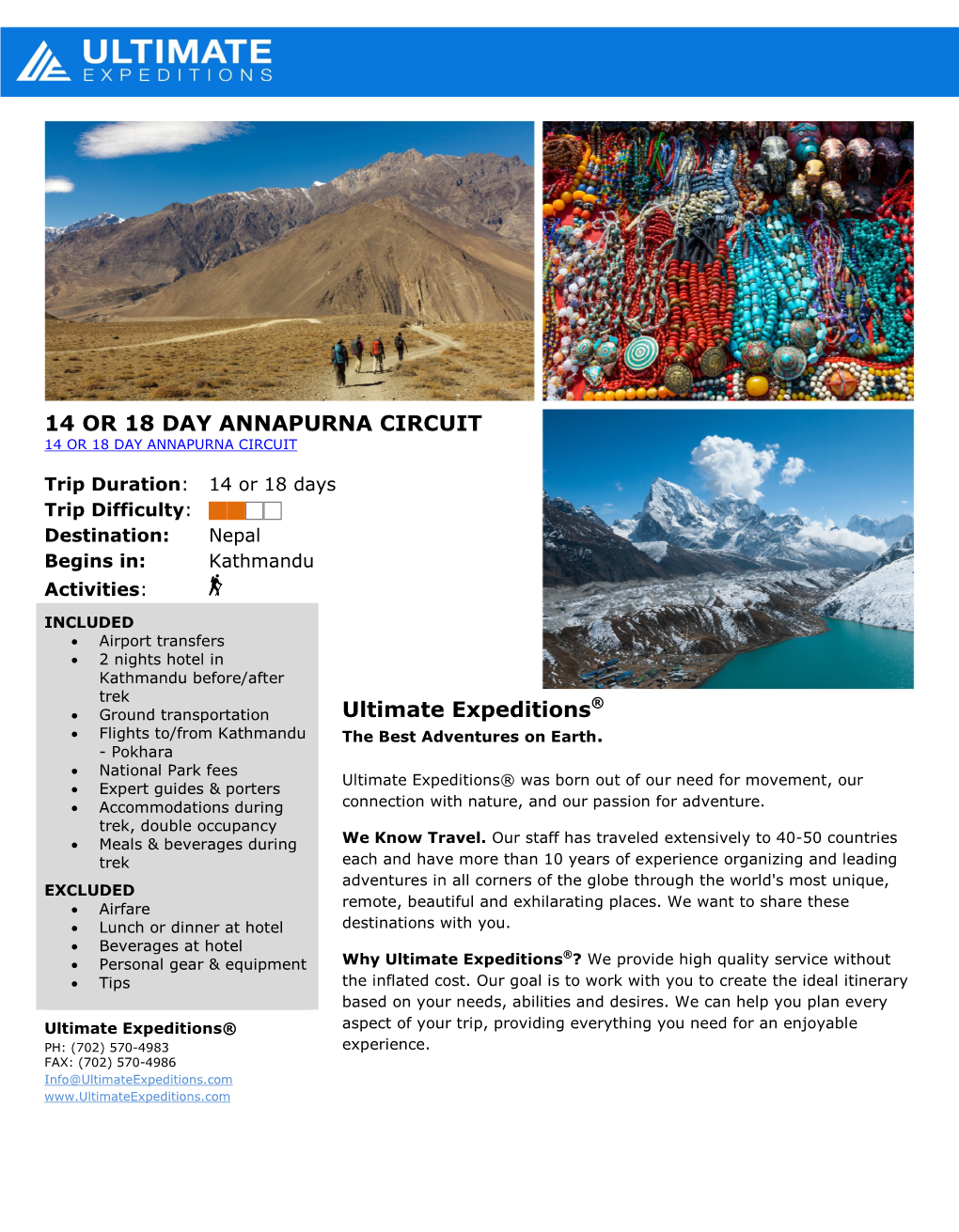 14 OR 18 DAY ANNAPURNA CIRCUIT Ultimate Expeditions®