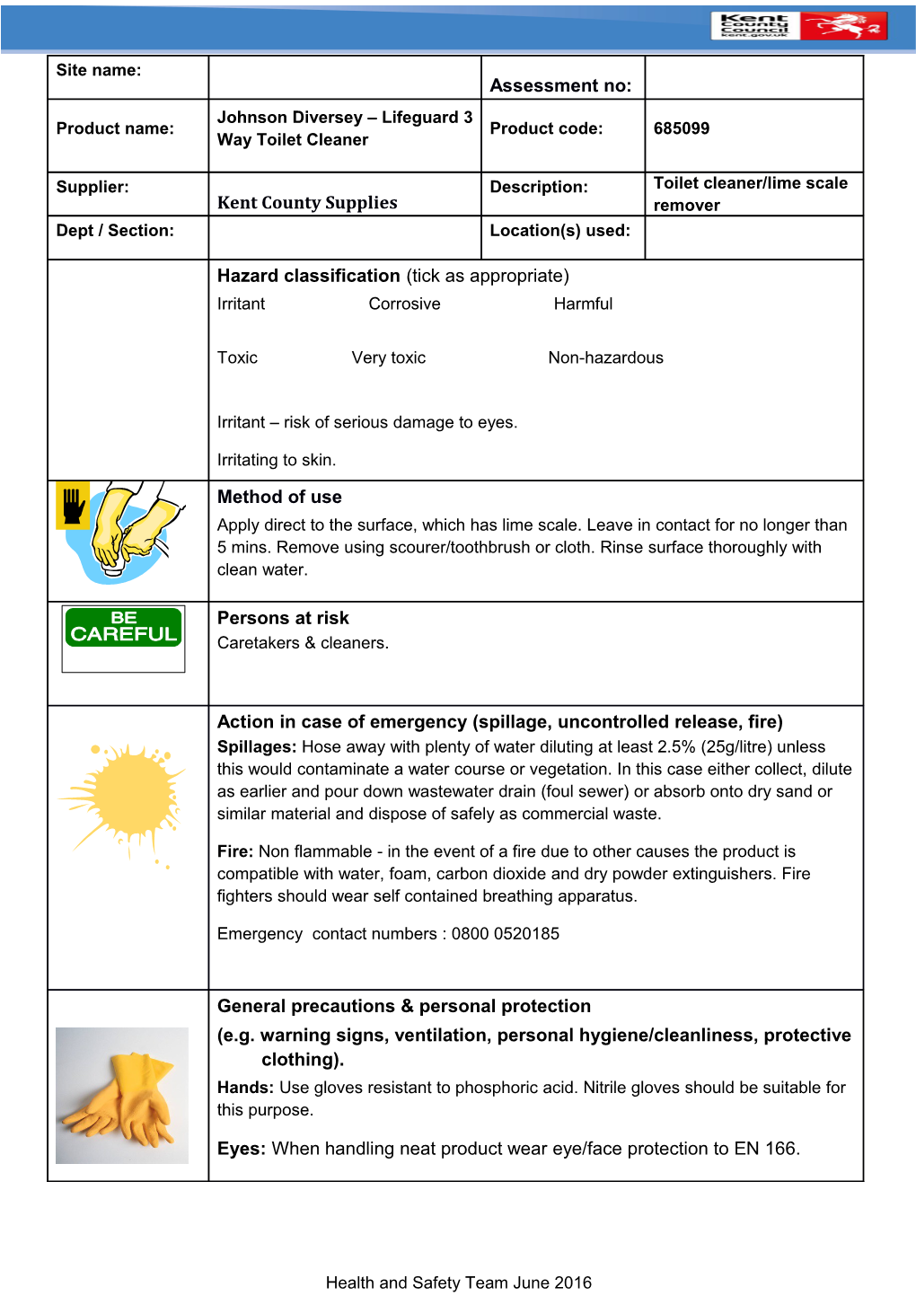 Hazard Classification (Tick As Appropriate)