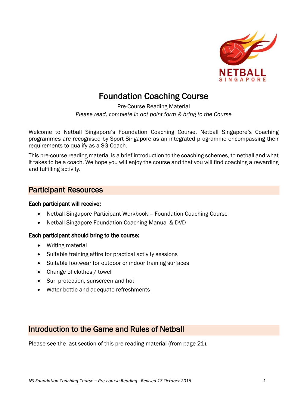Foundation Coaching Course – Pre-Course Reading