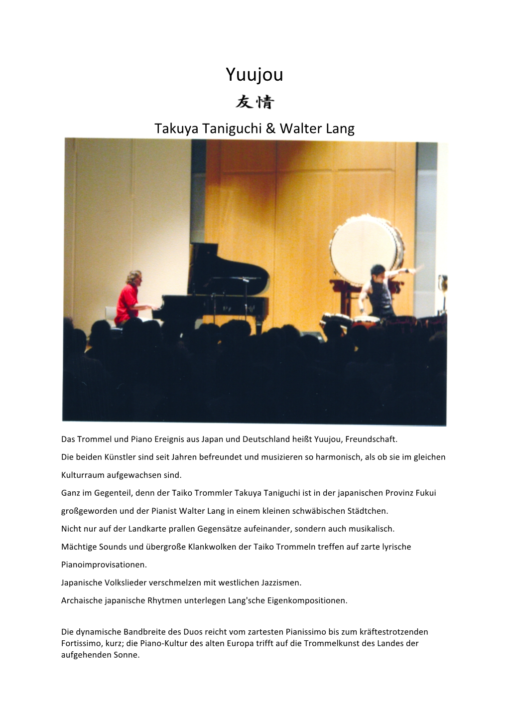 Info Yuujou Takuya Taniguchi & Walter Lang
