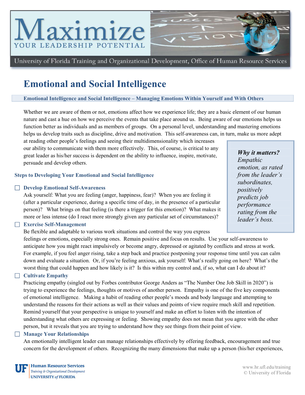 Emotional and Social Intelligence