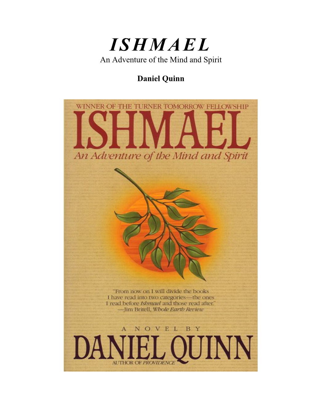 ISHMAEL an Adventure of the Mind and Spirit