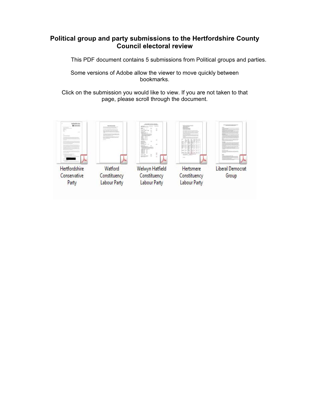 Political Group and Party Submissions to the Hertfordshire County Council Electoral Review