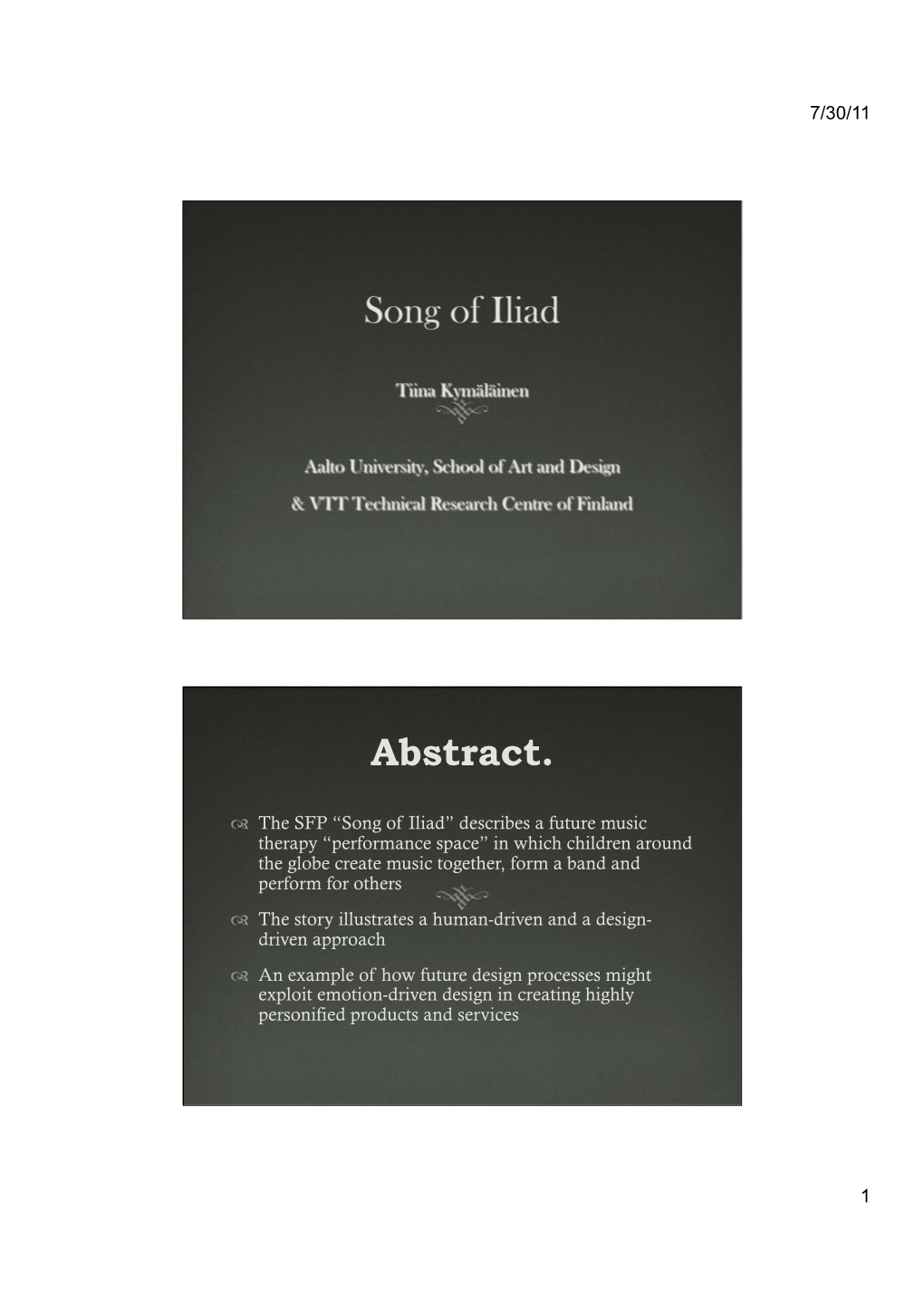 Song of Iliad Abstract
