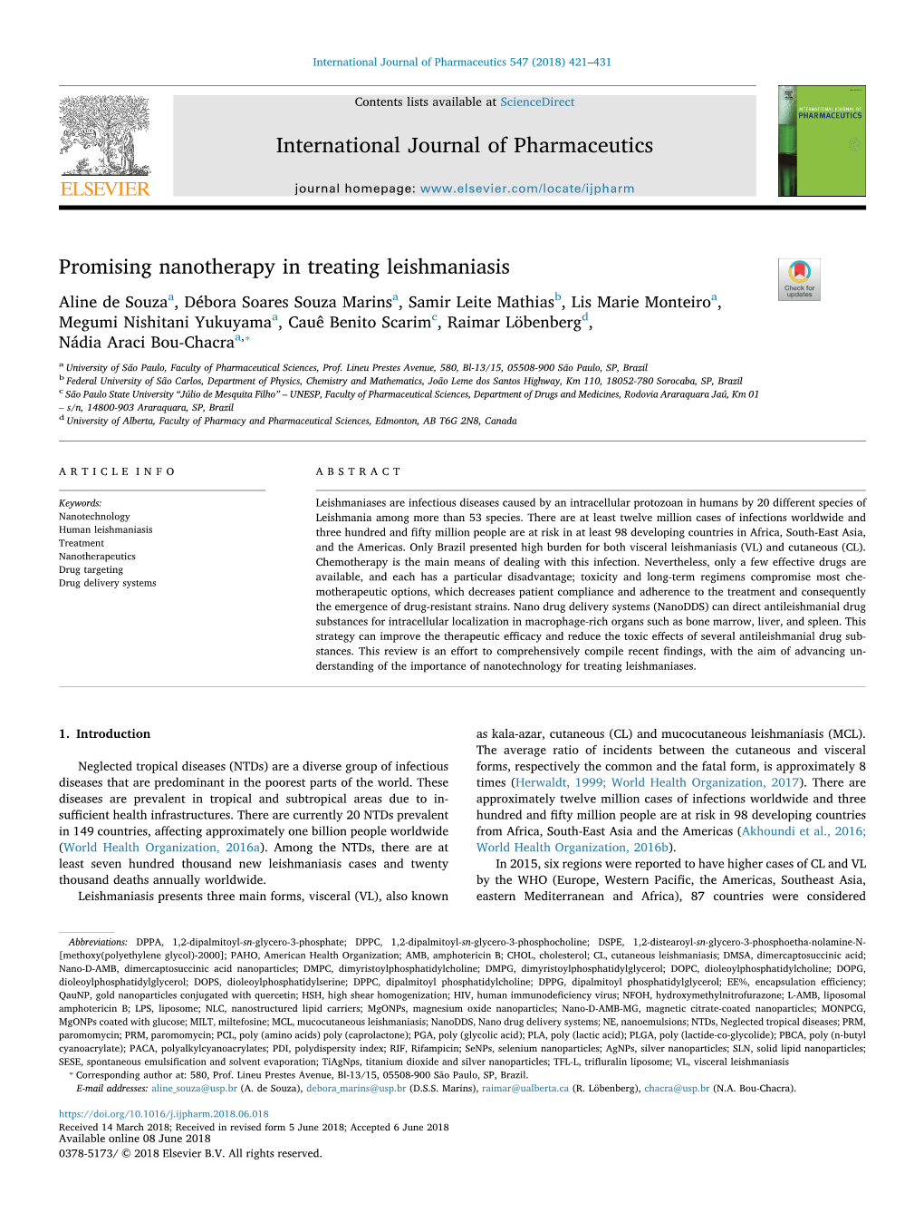 Promising Nanotherapy in Treating Leishmaniasis