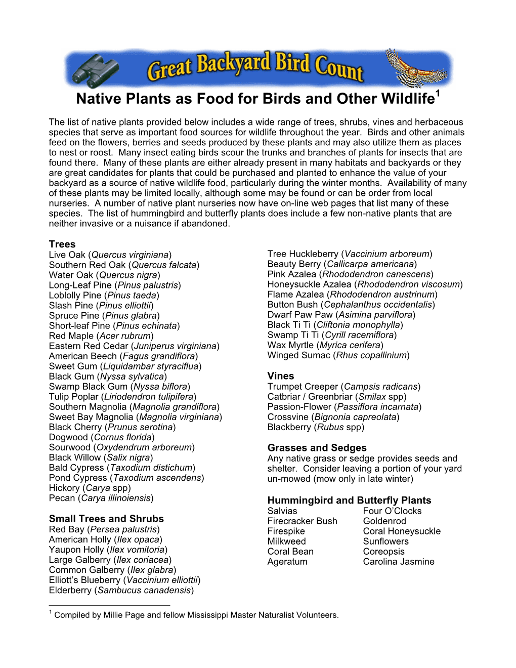 Native Plants As Food for Birds and Other Wildlife