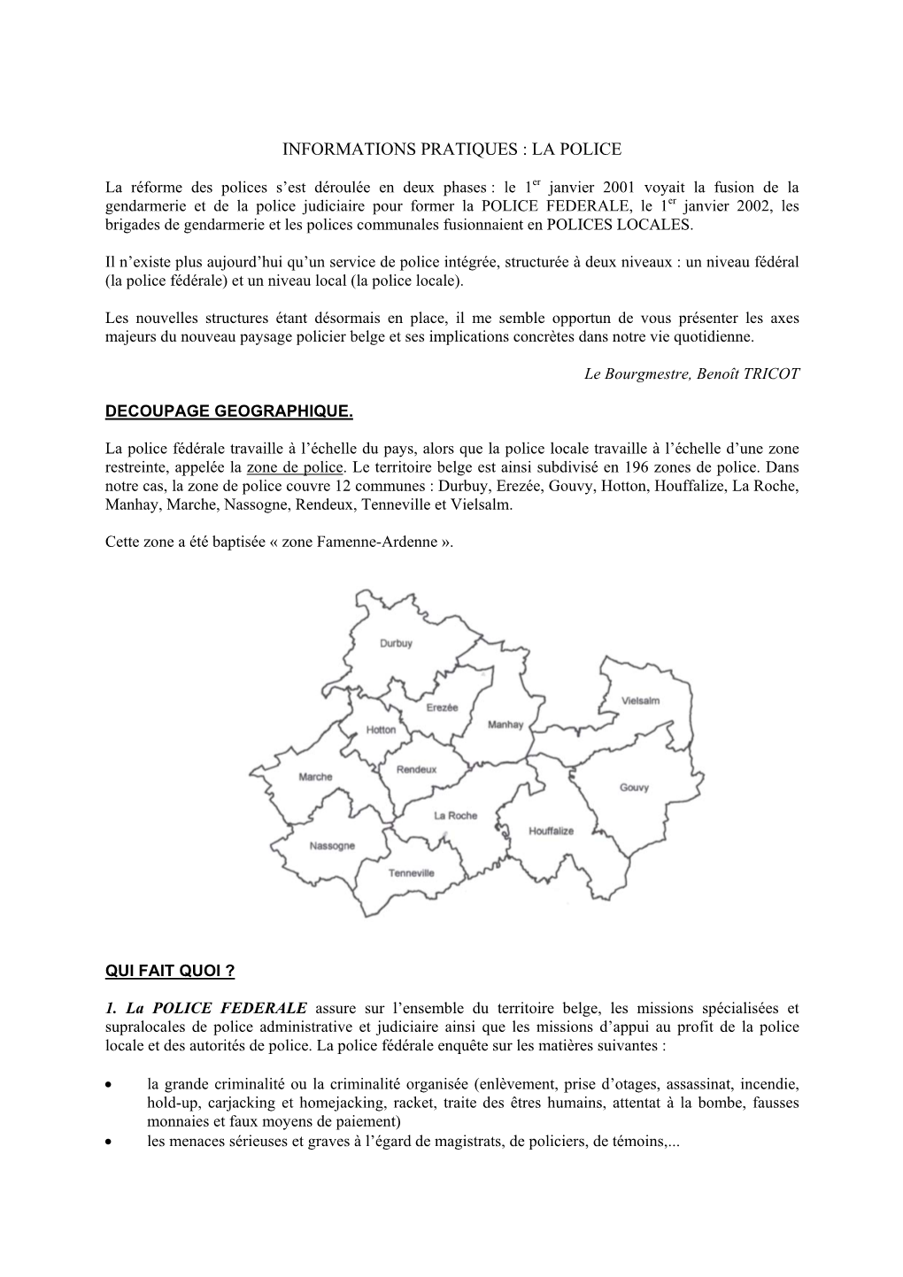 Informations Pratiques Police Locale