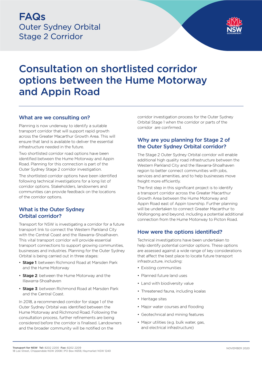 Outer Sydney Orbital Stage 2 Faqs