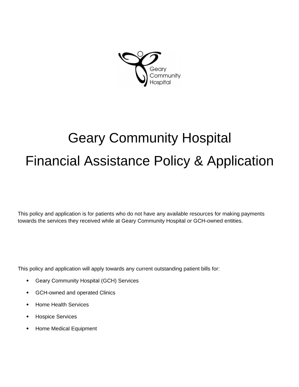 Geary Community Hospital Financial Assistance Policy & Application