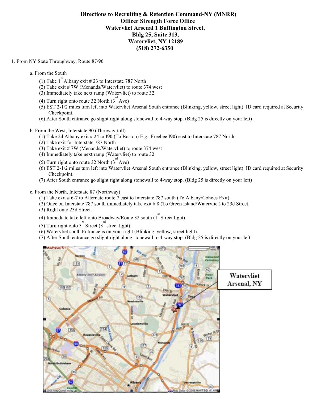 Directions to Recruiting & Retention Command-NY (MNRR)