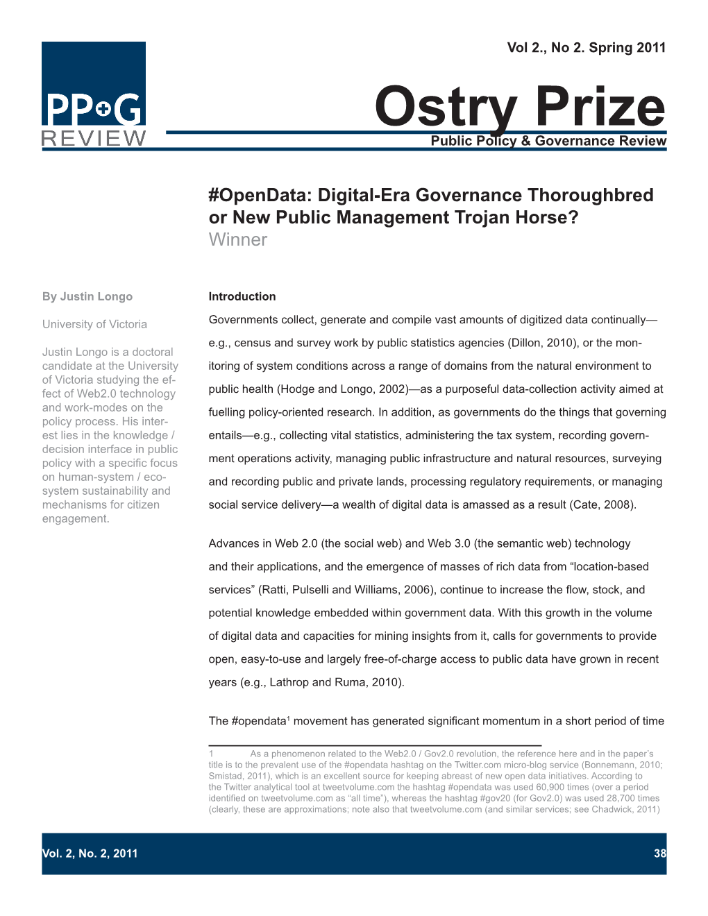 Ostry Prize Public Policy & Governance Review