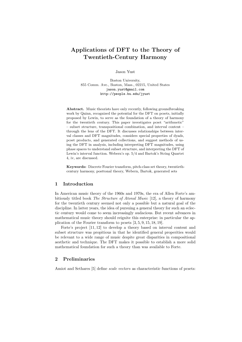 Applications of DFT to the Theory of Twentieth-Century Harmony