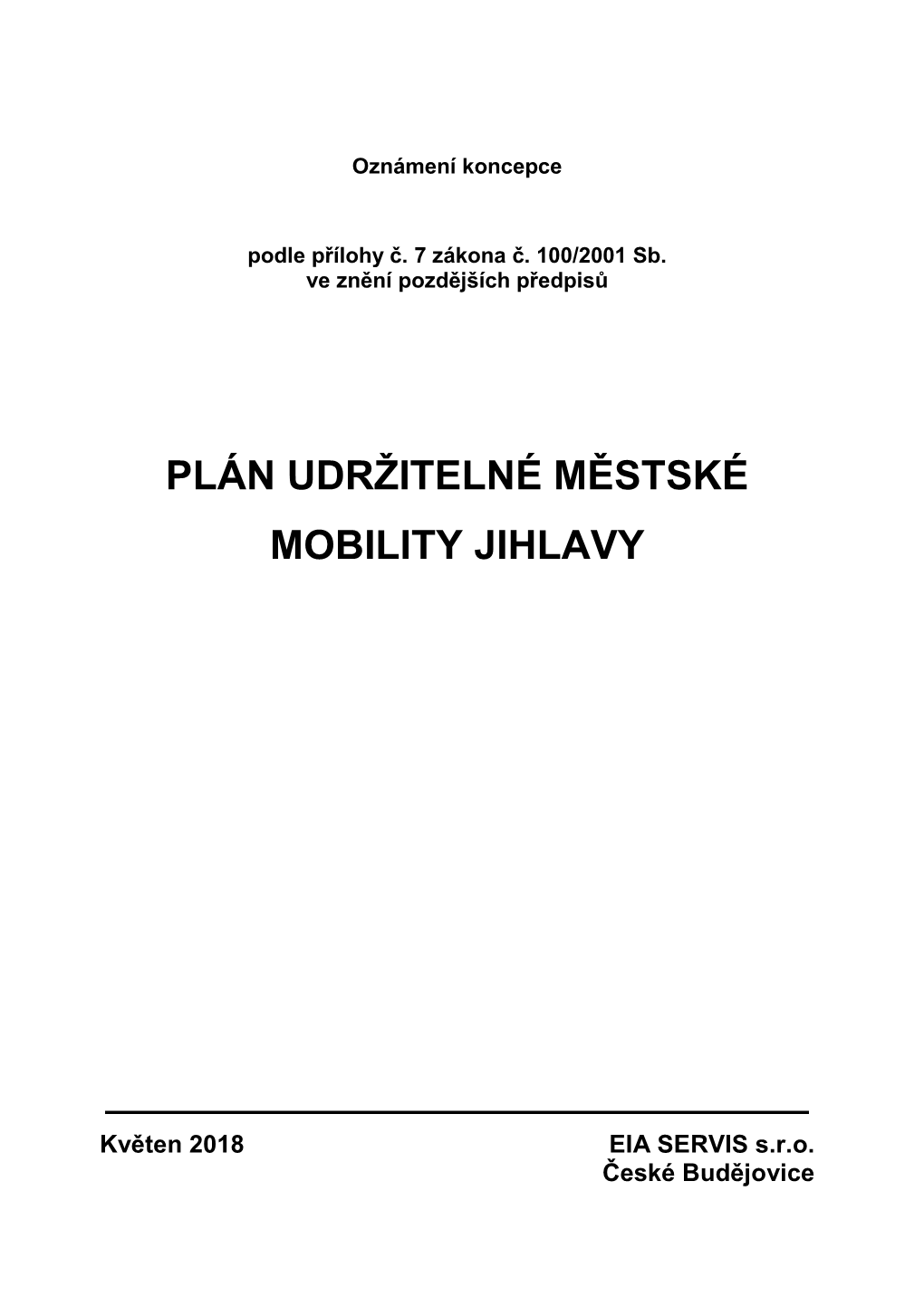 Plán Udržitelné Městské Mobility Jihlavy