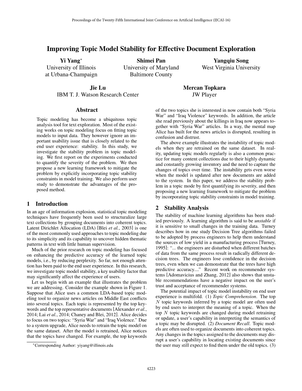 Improving Topic Model Stability for Effective Document Exploration