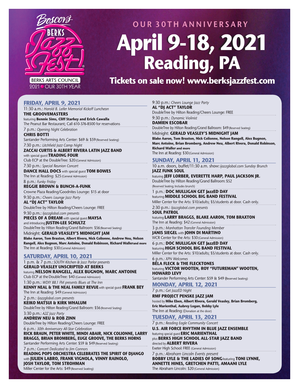 April 9-18, 2021 Reading, PA Tickets on Sale Now!