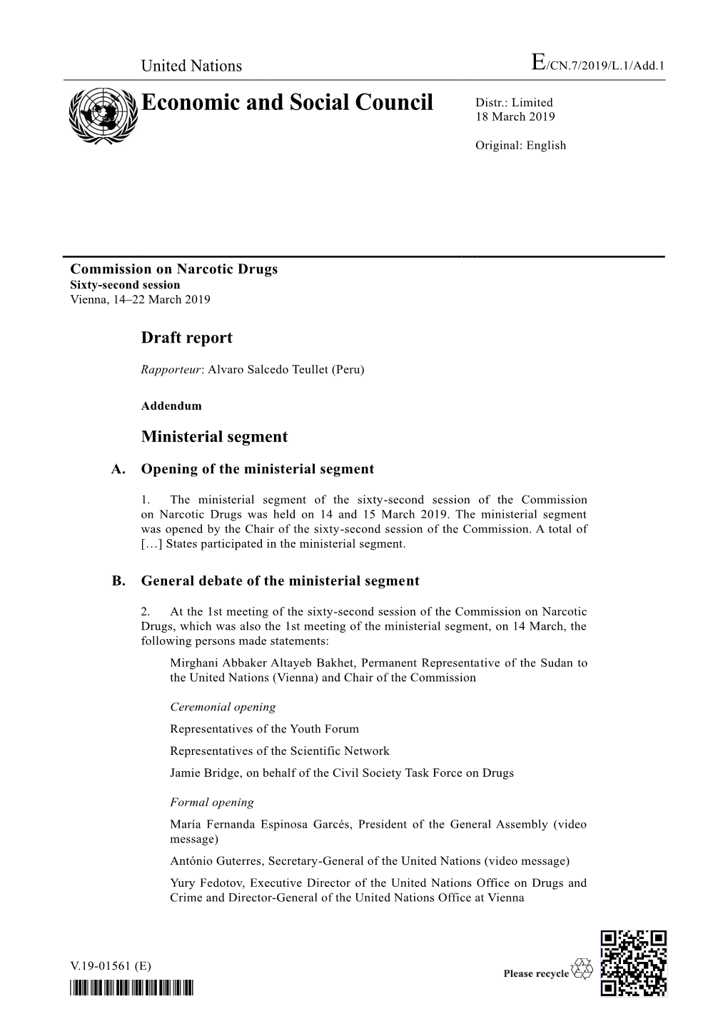 Economic and Social Council Distr.: Limited 18 March 2019