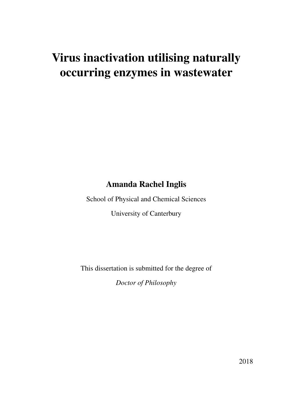 Virus Inactivation Utilising Naturally Occurring Enzymes in Wastewater