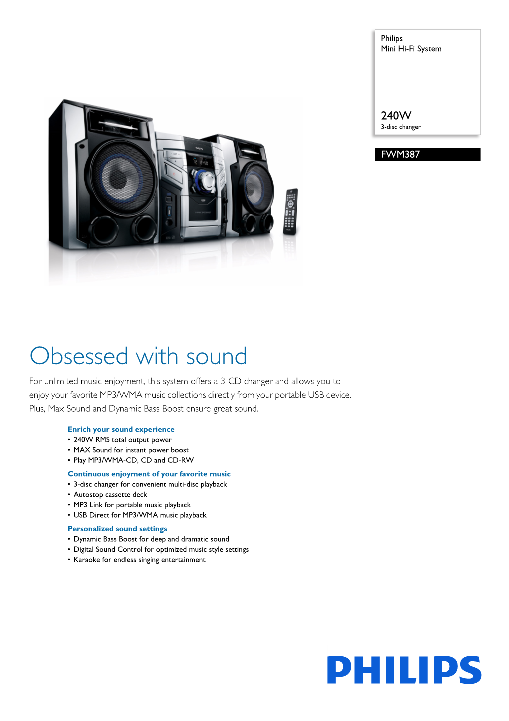 FWM387/12 Philips Mini Hi-Fi System