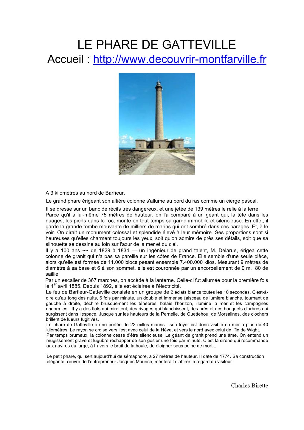 LE PHARE DE GATTEVILLE Accueil