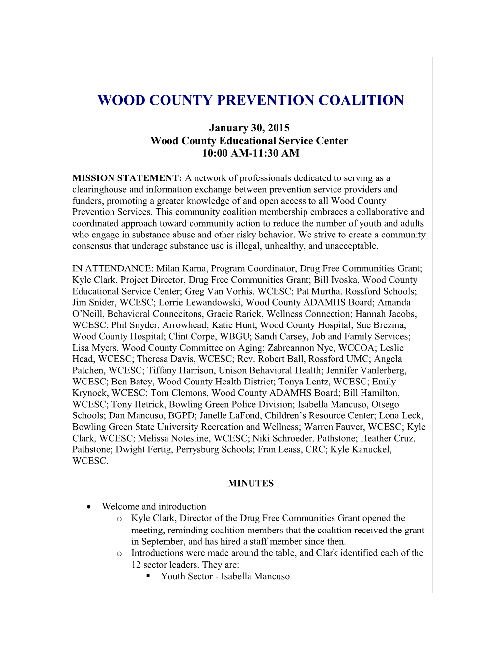 Wood County Prevention Coalition