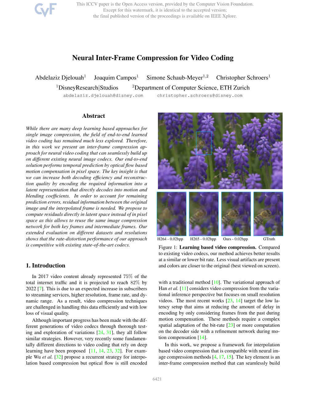 Neural Inter-Frame Compression for Video Coding