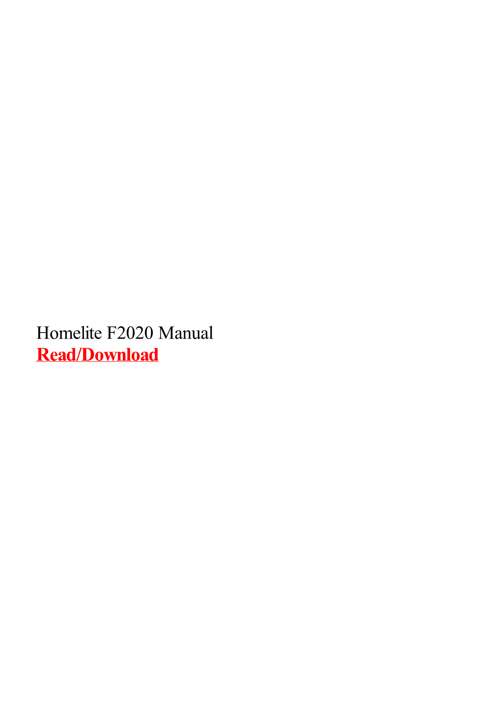 Homelite F2020 Manual