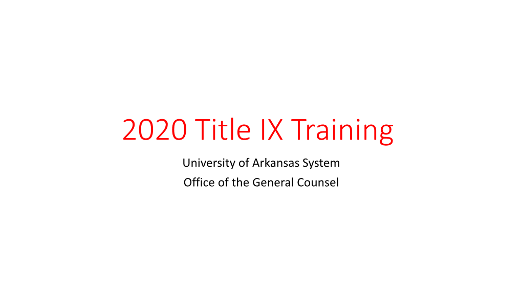 Title IX Training Presentation