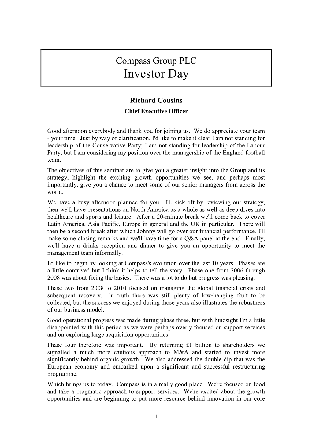 Investor Day