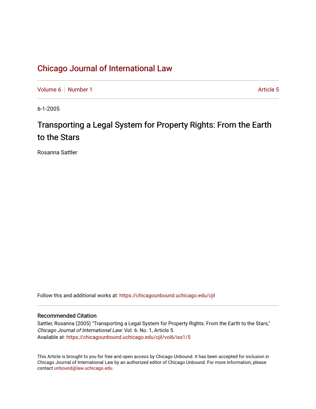 Transporting a Legal System for Property Rights: from the Earth to the Stars