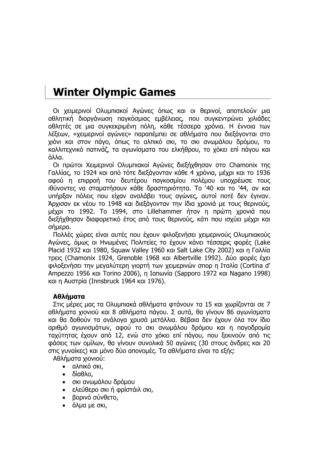 Winter Olympic Games