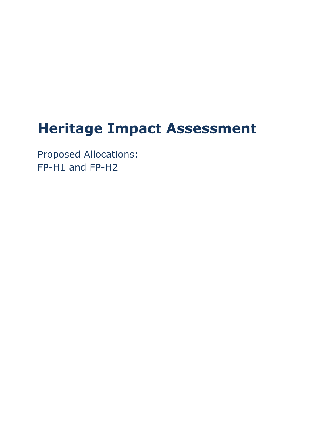 Heritage Impact Assessment