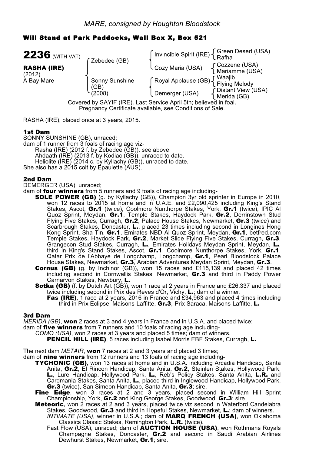 MARE, Consigned by Houghton Bloodstock