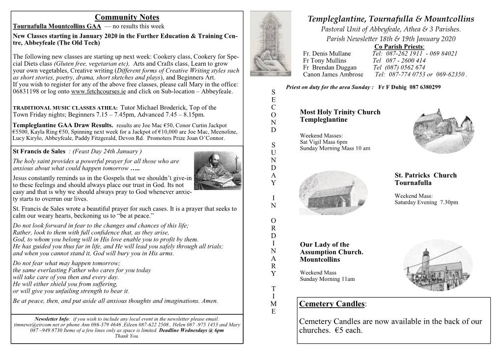 Templeglantine, Tournafulla & Mountcollins Community Notes