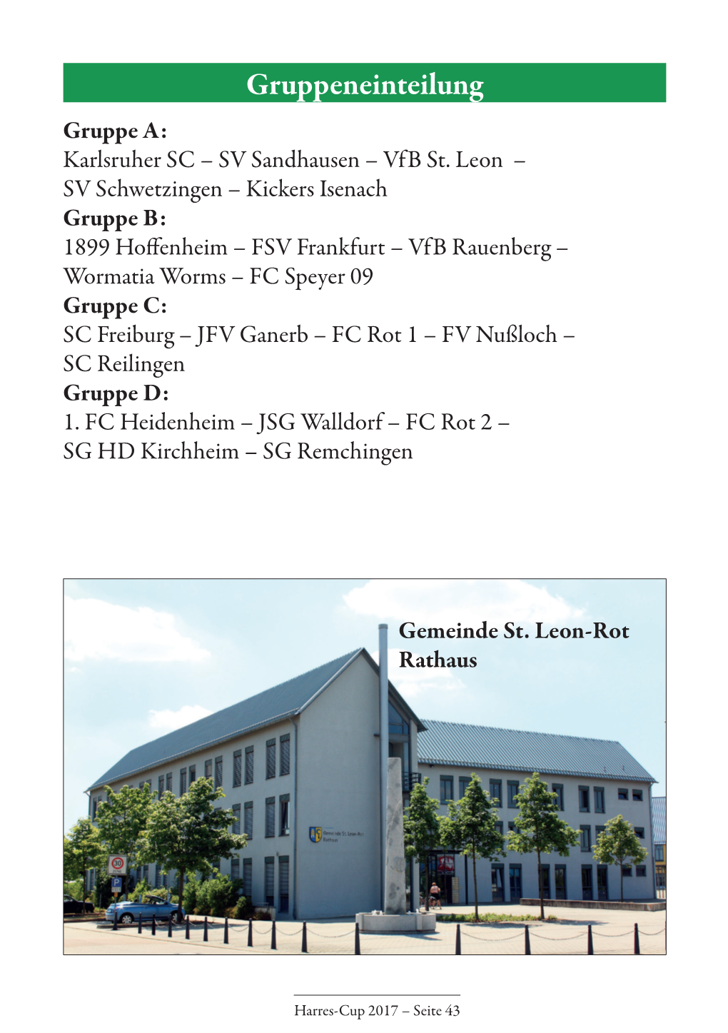 Gruppeneinteilung Gruppe A: Karlsruher SC – SV Sandhausen – Vfb St