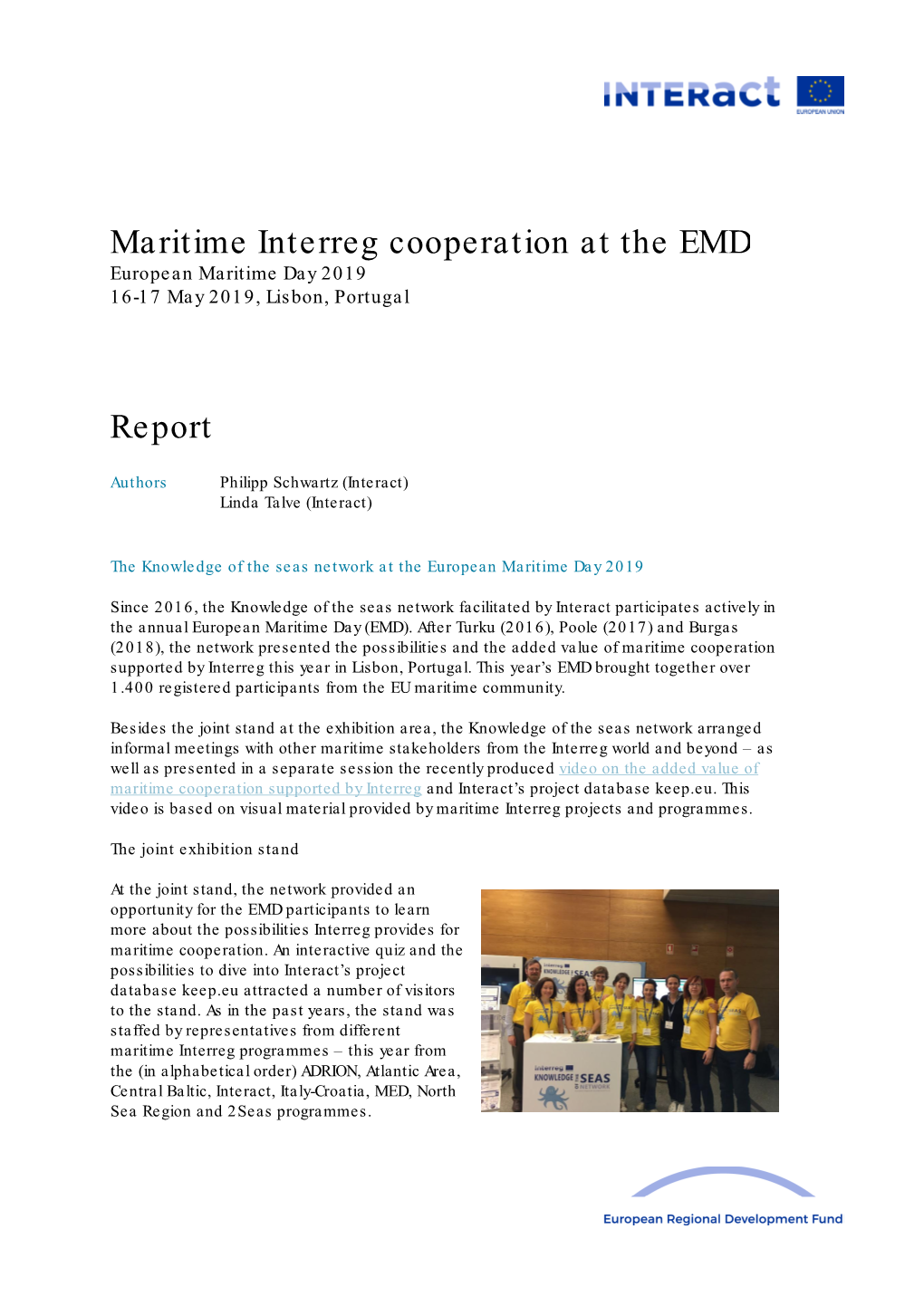 Maritime Interreg Cooperation at the EMD Report