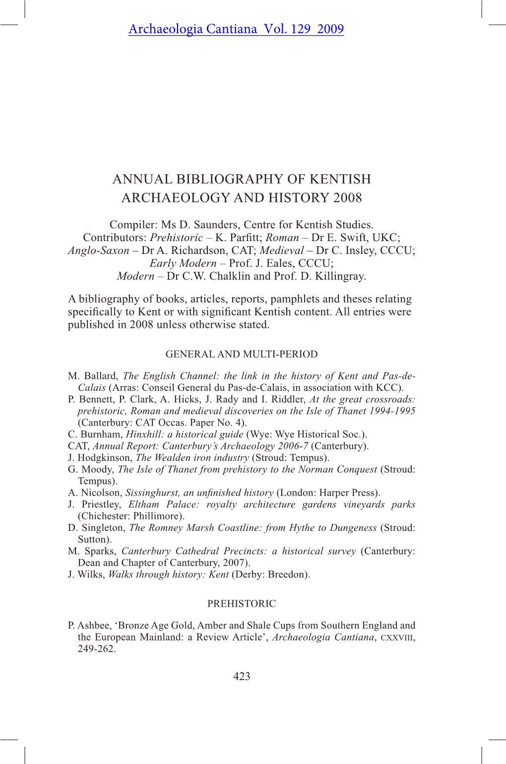Kentish Bibliography 2008