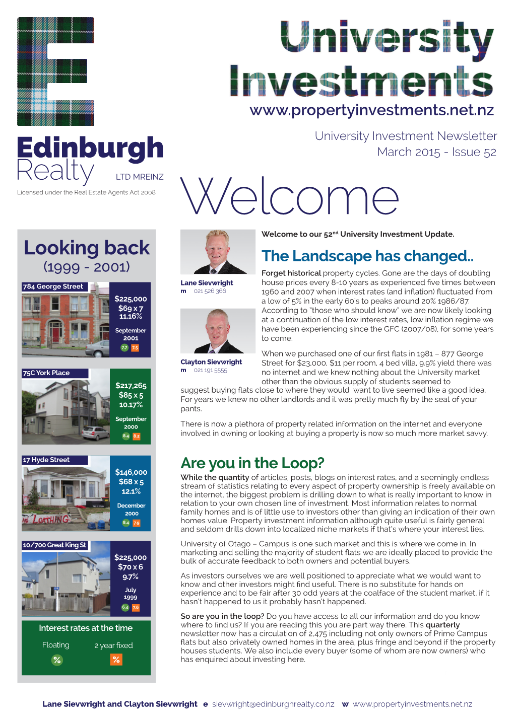 March 2015 - Issue 52 Welcome Welcome to Our 52Nd University Investment Update