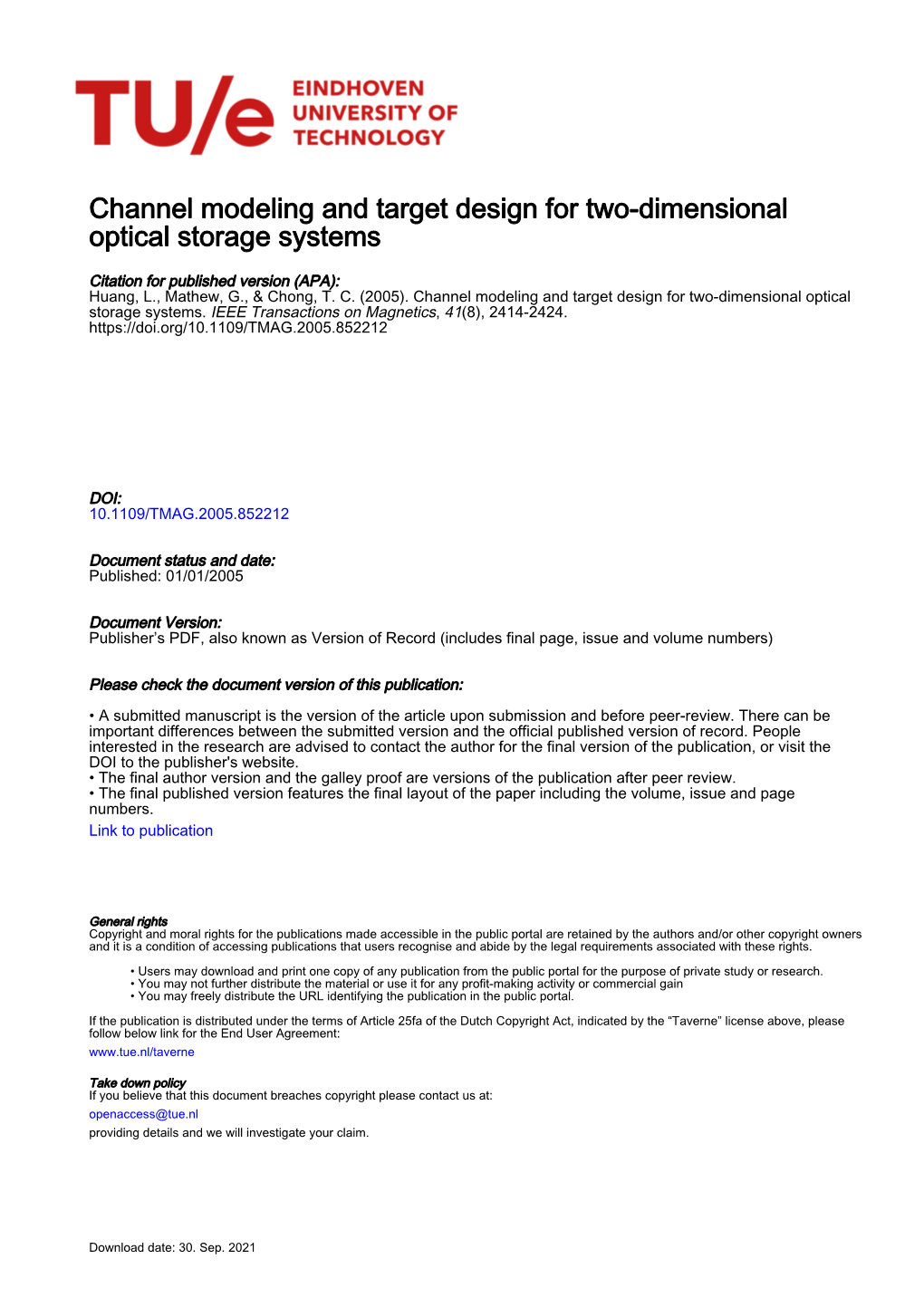 Channel Modeling and Target Design for Two-Dimensional Optical Storage Systems