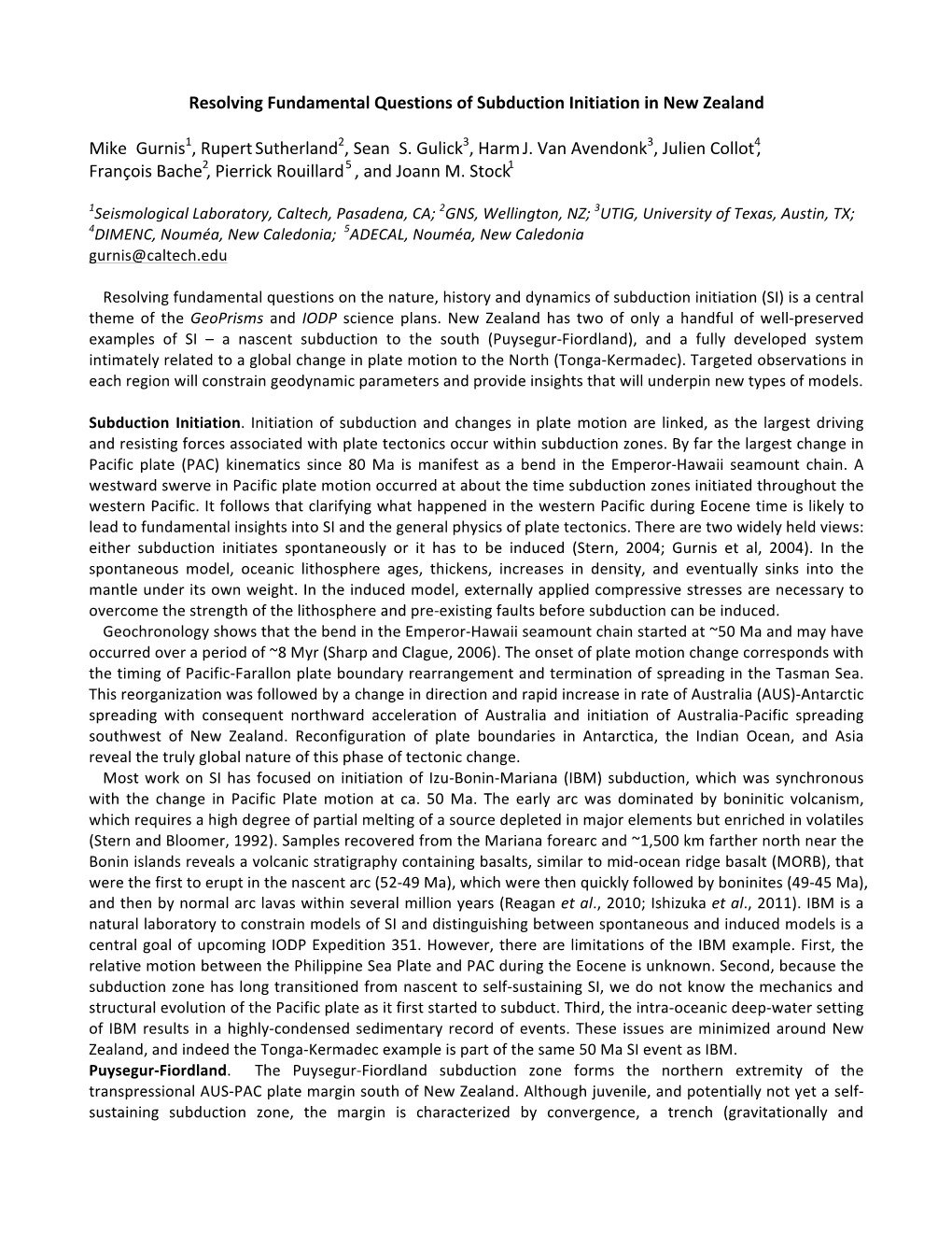 Resolving Fundamental Questions of Subduction Initiation in New Zealand