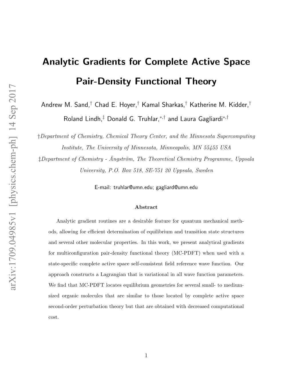 Analytic Gradients for Complete Active Space Pair-Density Functional Theory